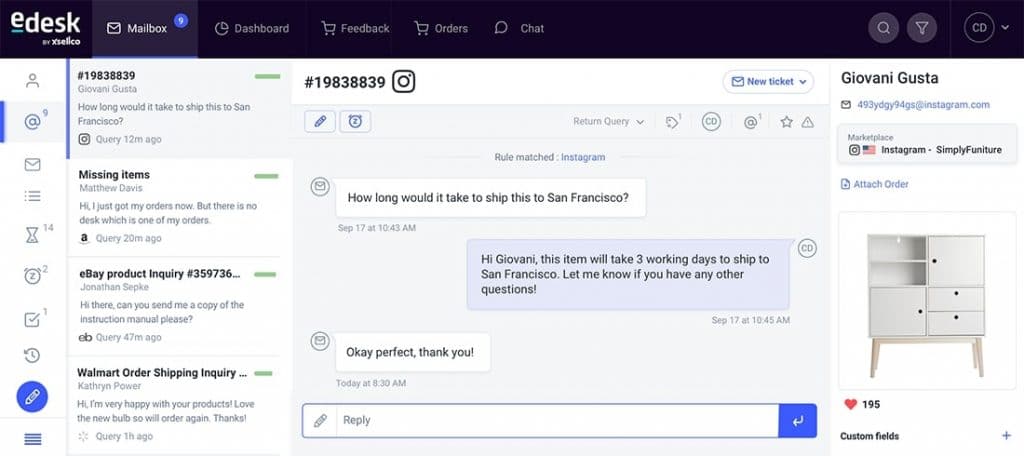 eDesk Instagram integration