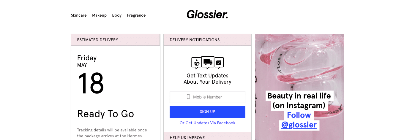 glossier order confirmation email exceptional customer service