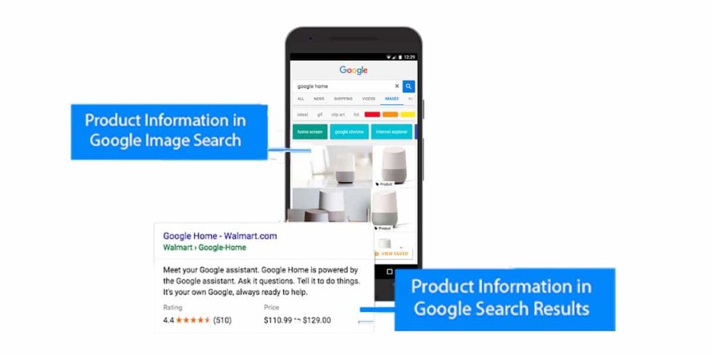 Product information in search results