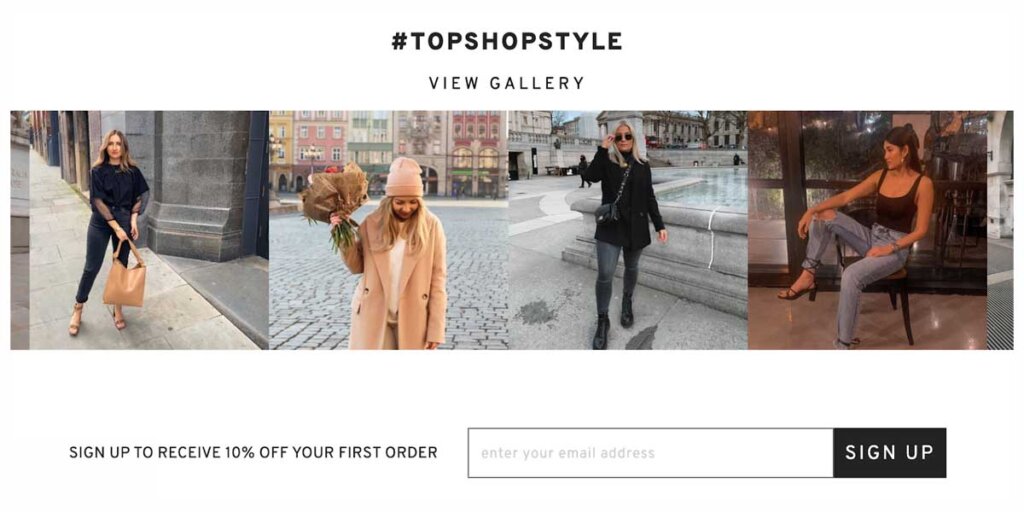 Topshop email sign up form