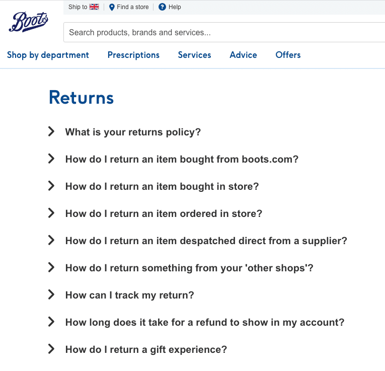 Boots return policy