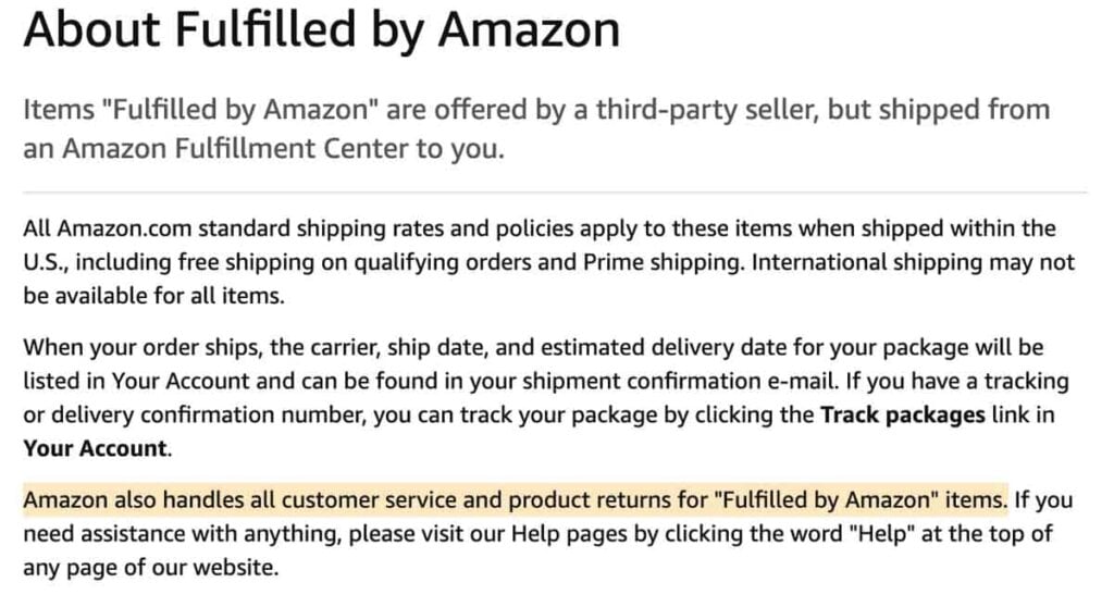 Amazon FBA return policy