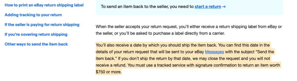 eBay's Return Policy