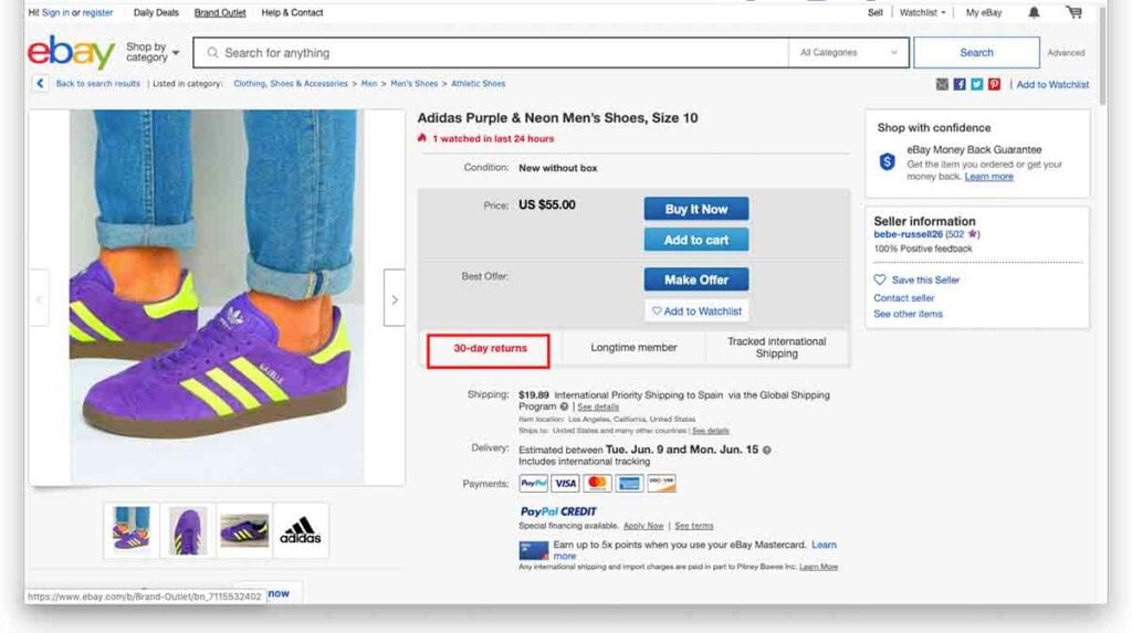 Politique de retour pour eBay