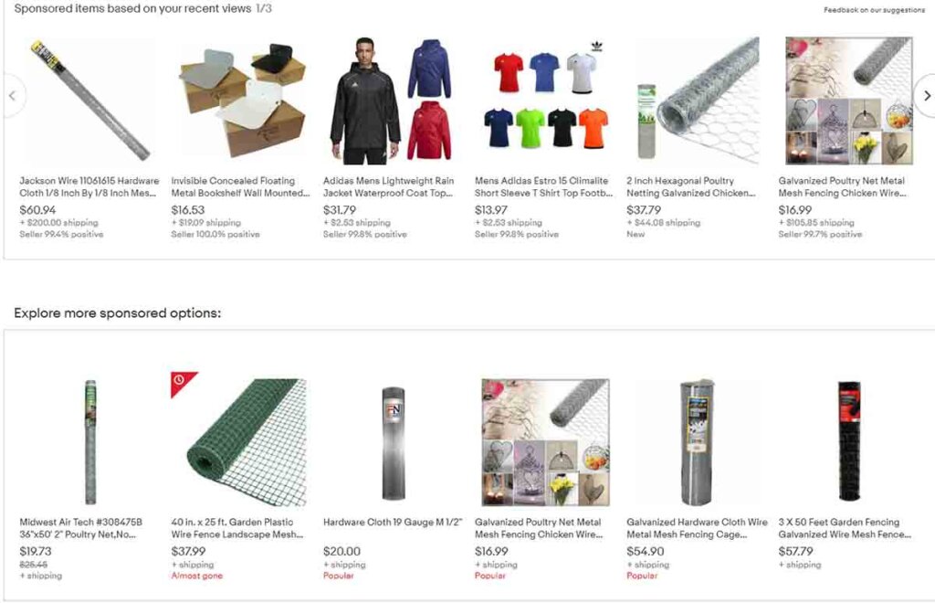 Promoted eBay listings related products example