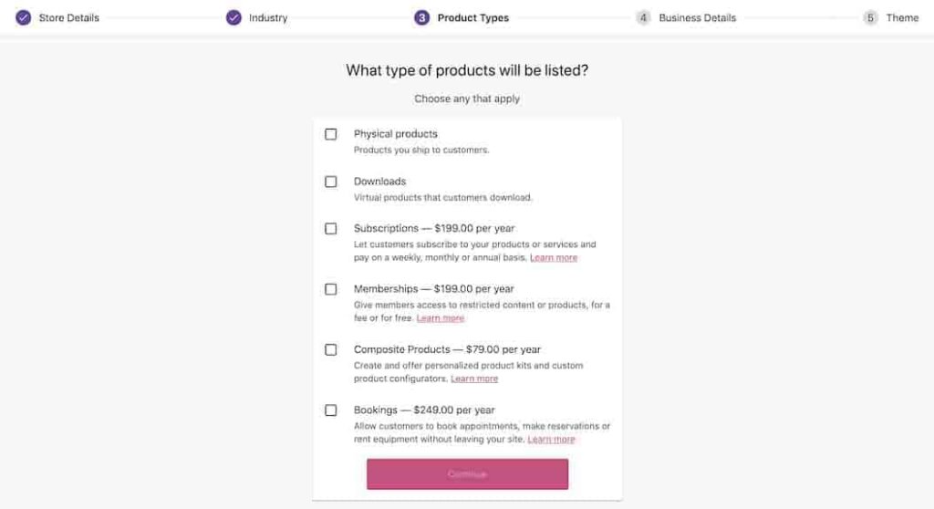 WooCommerce set up wizard