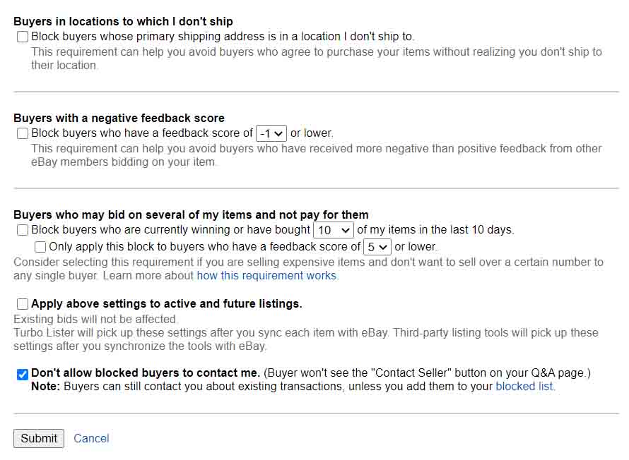Requisiti dell'acquirente di eBay