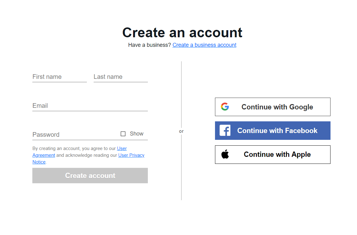 Crear una cuenta