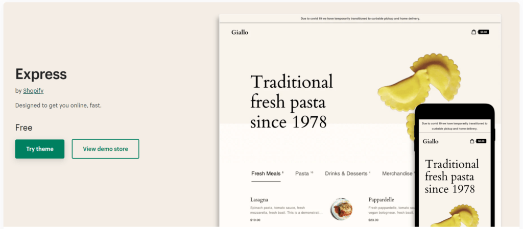Express free Shopify theme