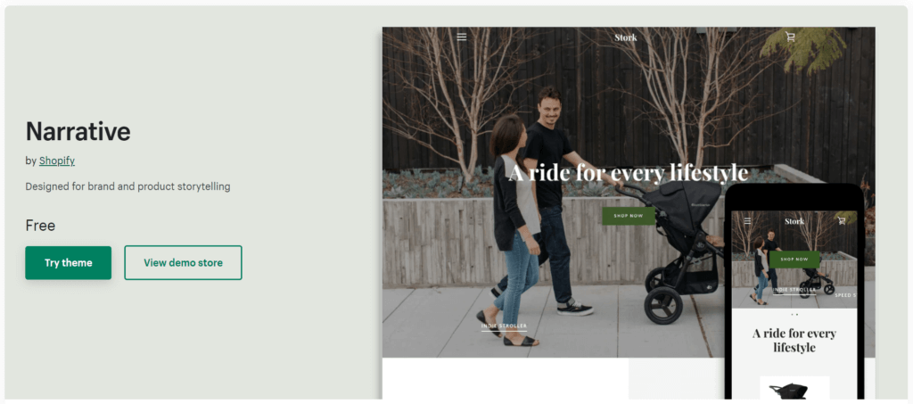 Narrative free Shopify theme