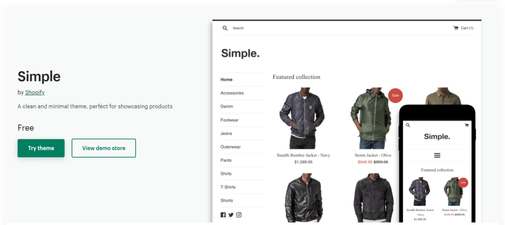 Simple free Shopify theme