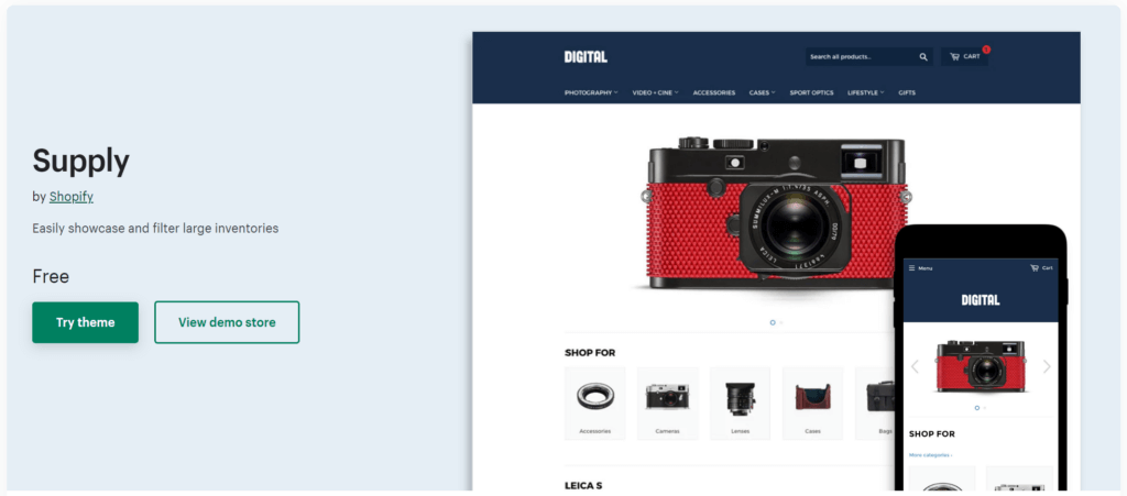 Supply free Shopify theme