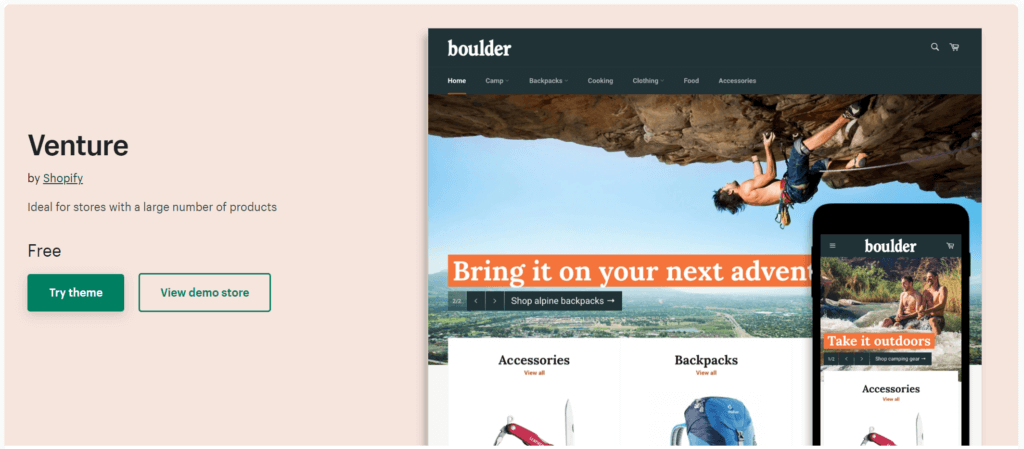 Venture free Shopify theme