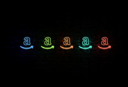 Amazon logo in neon