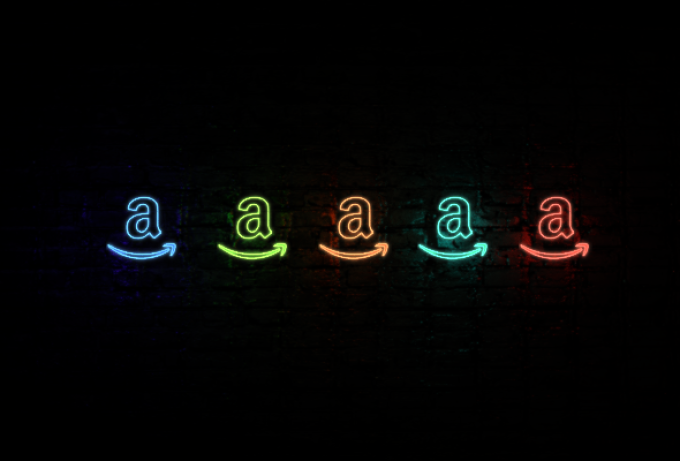 Amazon logo in neon